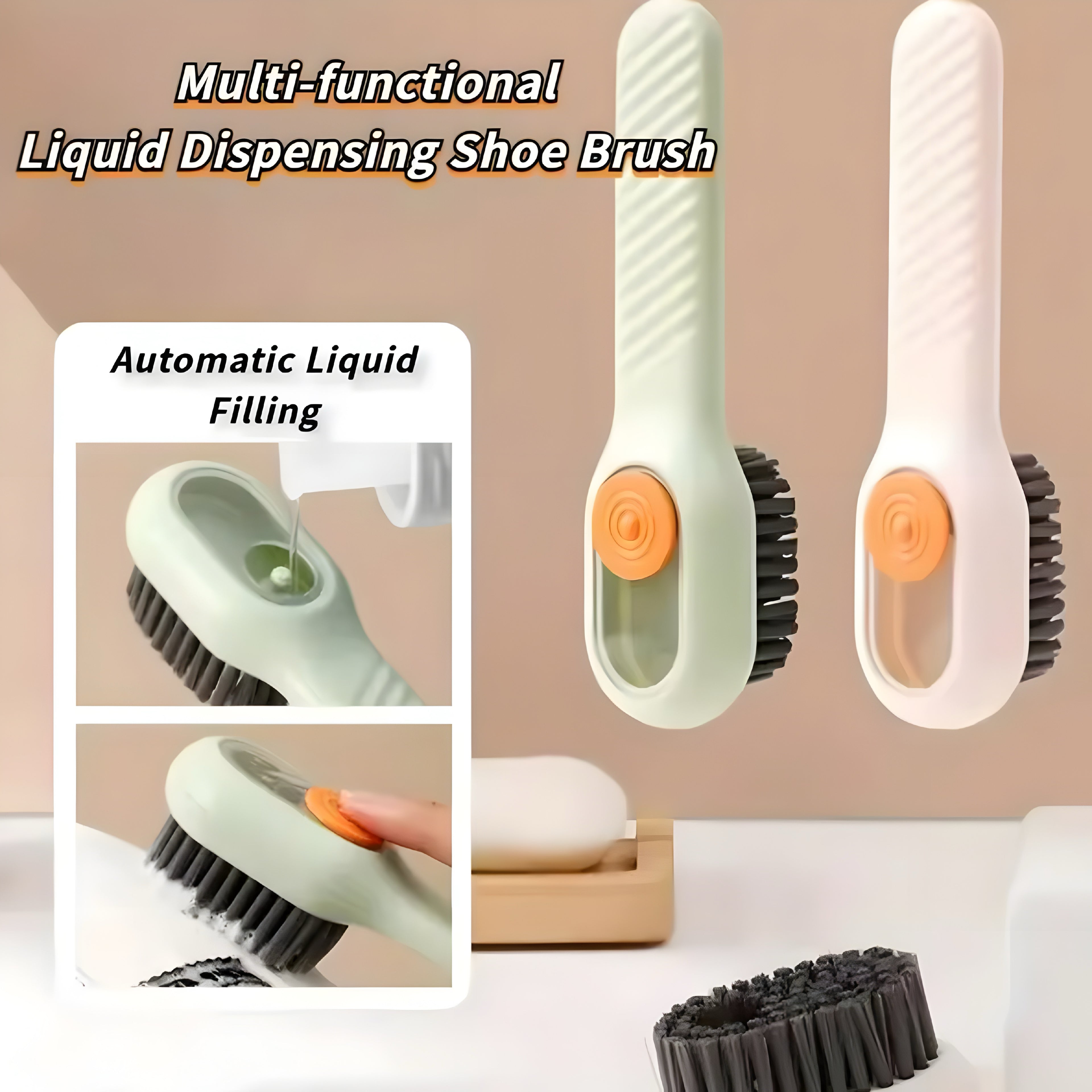 Cepillo Multifuncional para Limpieza de Zapatos con Dispensador de Jabón