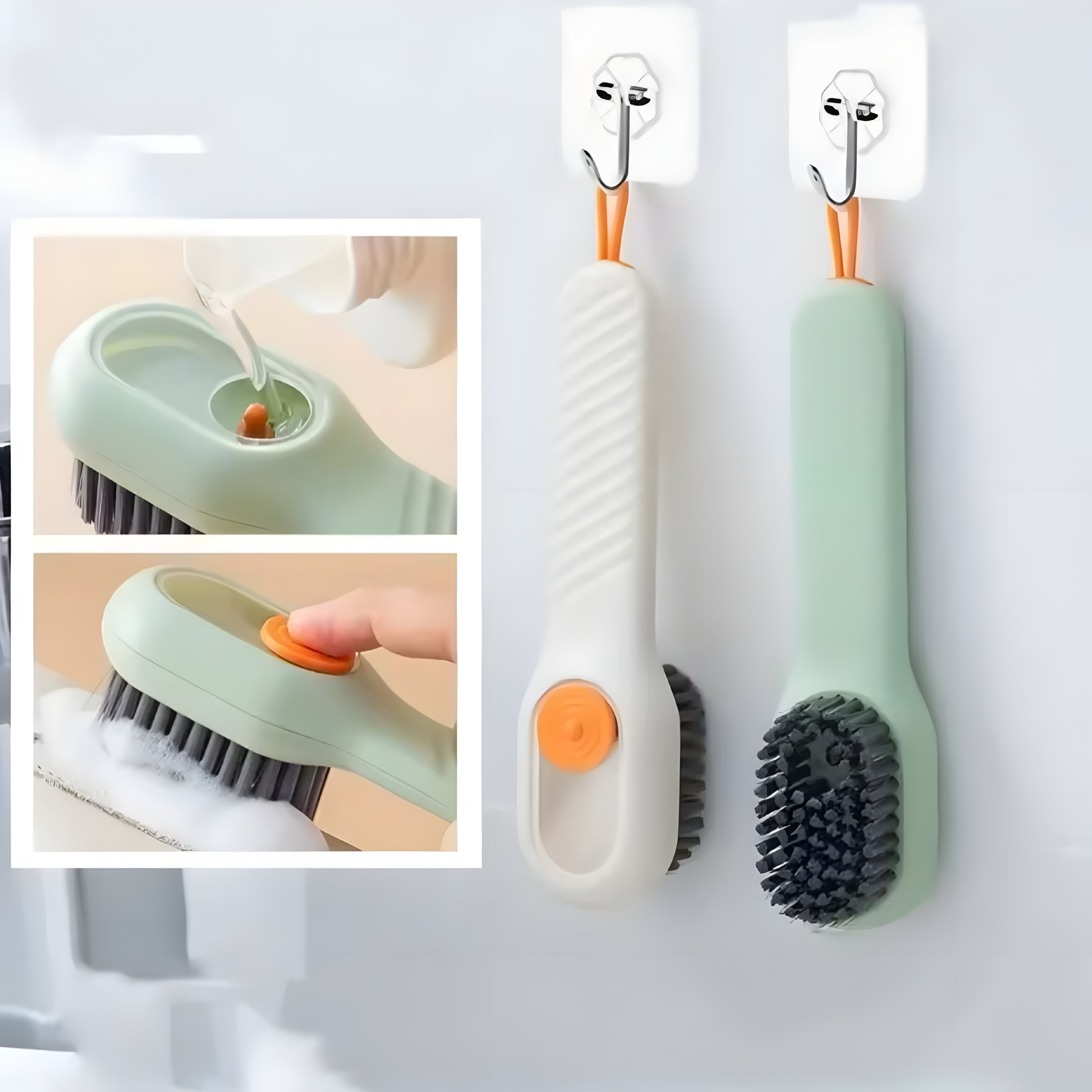 Cepillo Multifuncional para Limpieza de Zapatos con Dispensador de Jabón