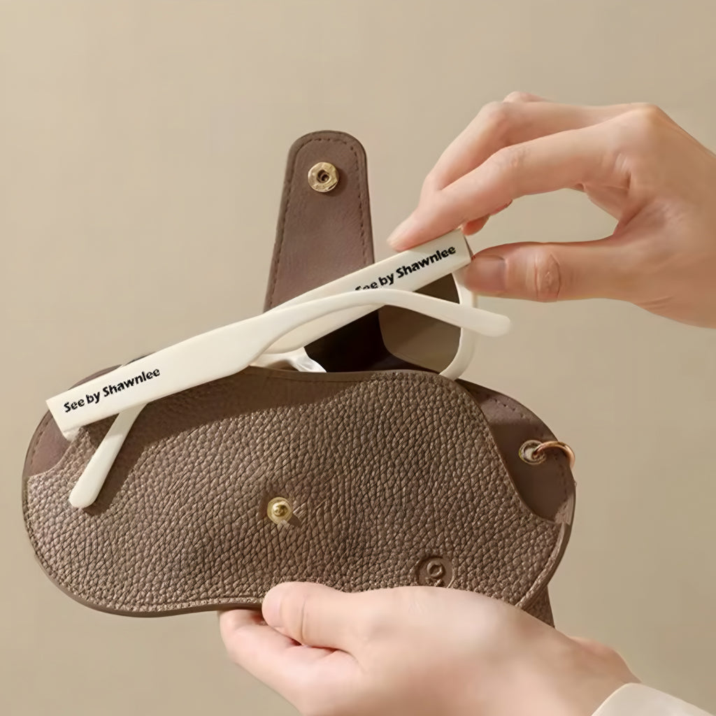Funda para Gafas de Piel PU con Textura Lichi