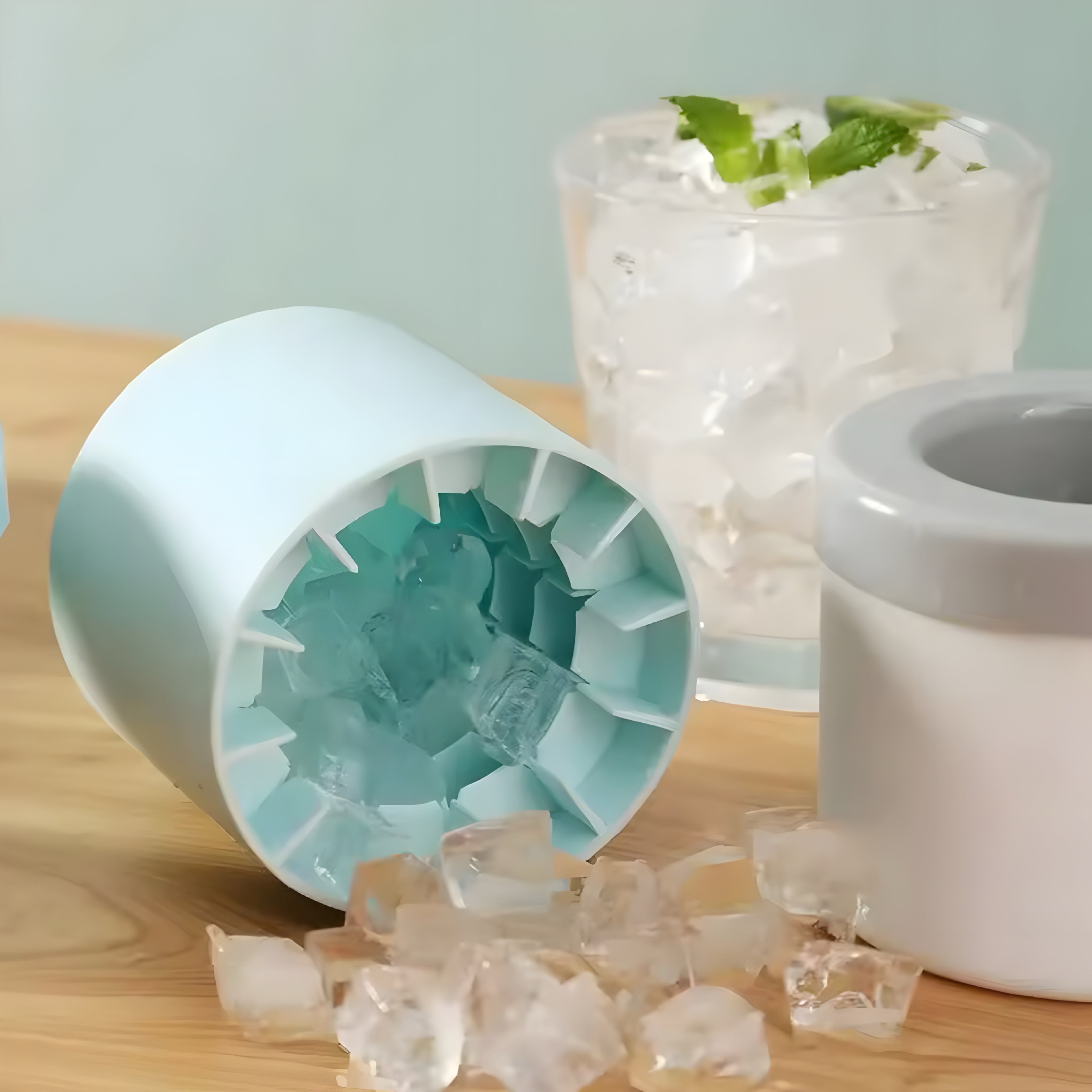 Molde de Silicona para Cubitos de Hielo + Cubitera 2 en 1