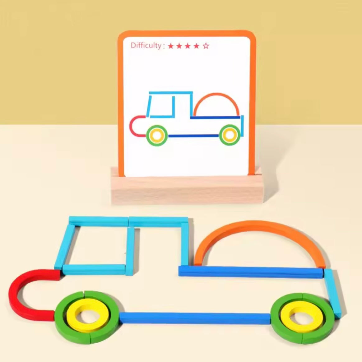 Puzzle Montessori de Madera con Palos y Anillos