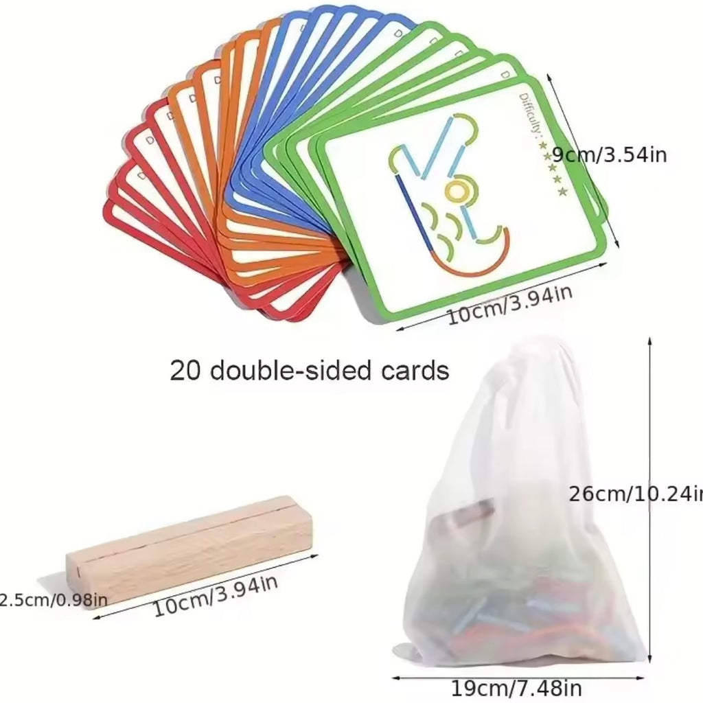 Puzzle Montessori de Madera con Palos y Anillos