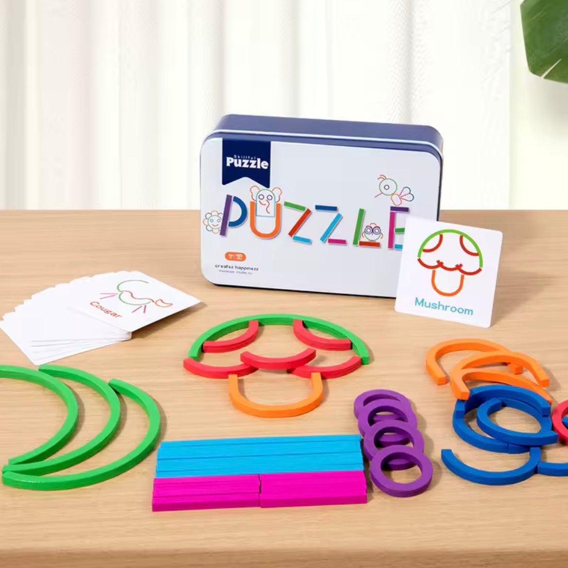 Puzzle Montessori de Madera con Palos y Anillos