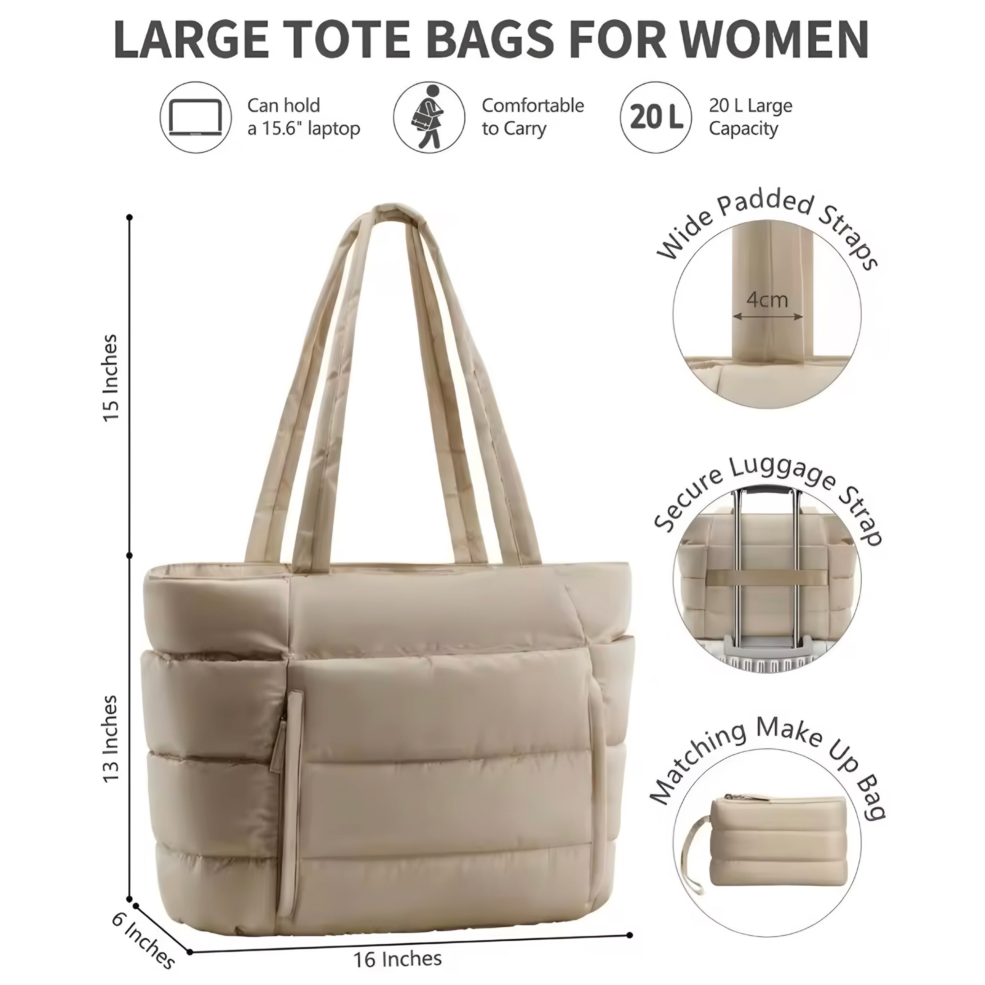 Bolso Tote Acolchado de Gran Capacidad