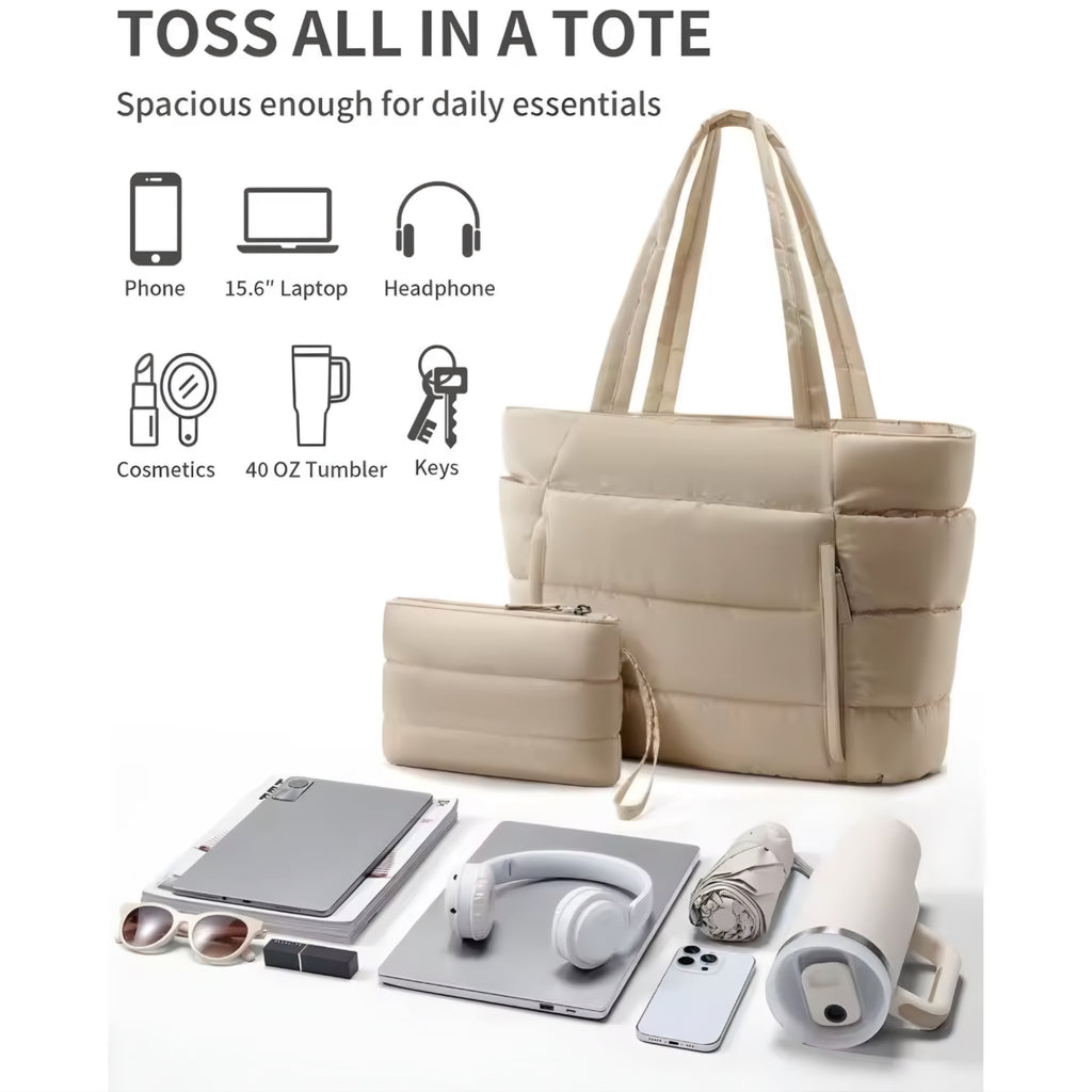 Bolso Tote Acolchado de Gran Capacidad