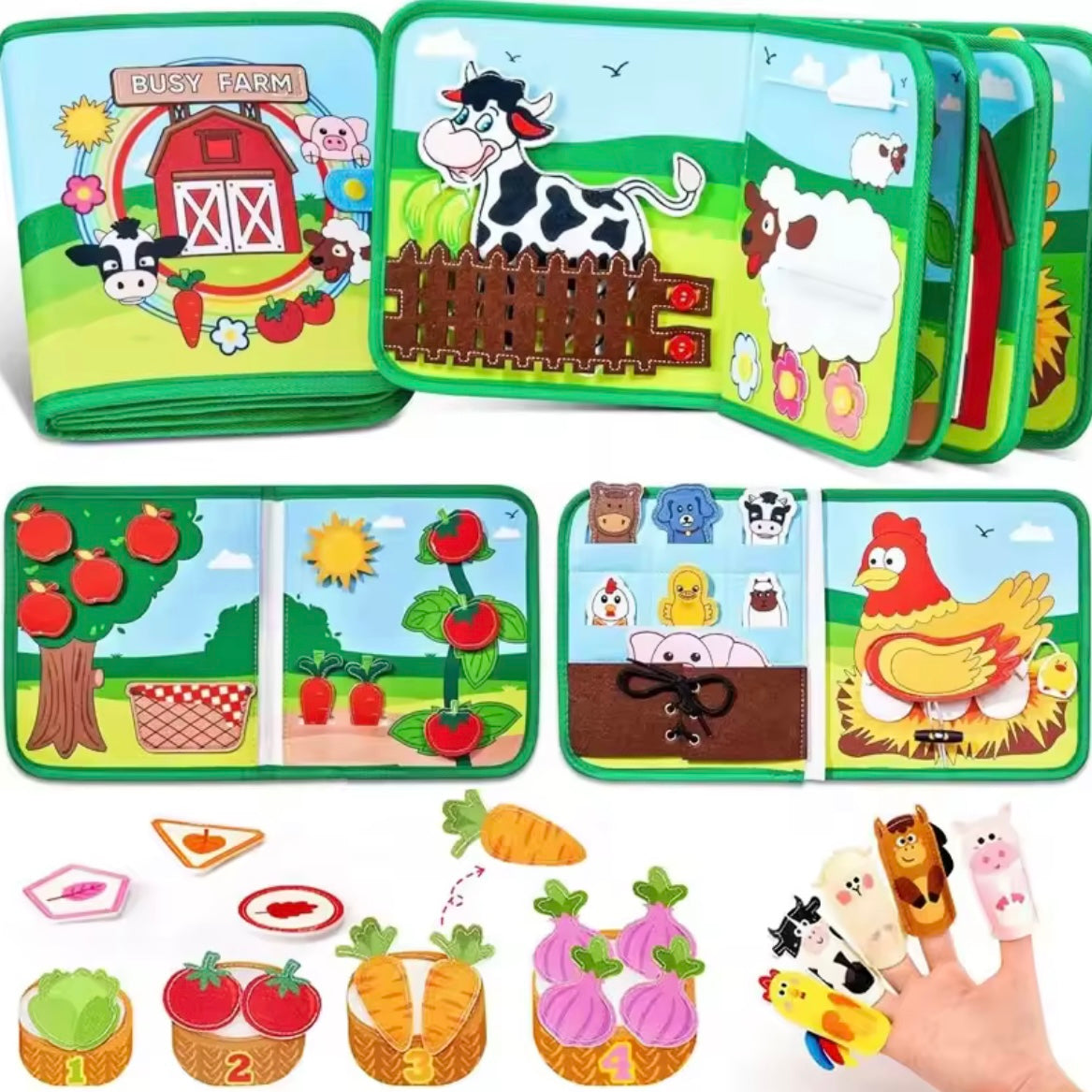 Libro Sensorial Montessori de Animales de Granja