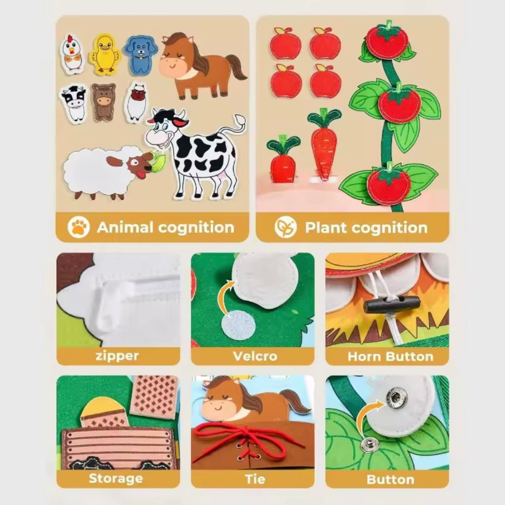 Libro Sensorial Montessori de Animales de Granja