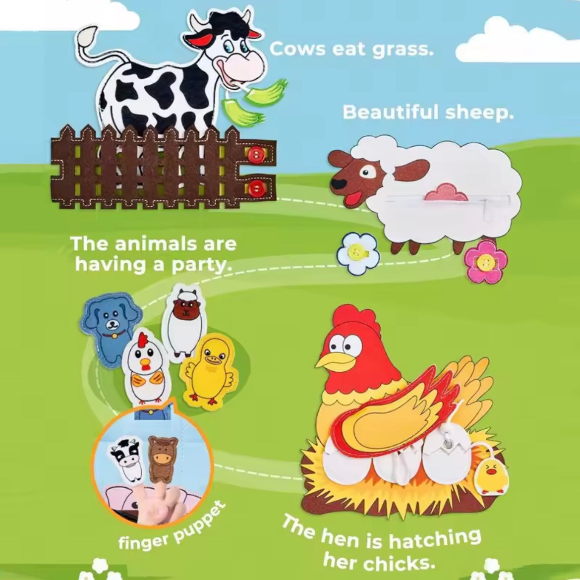 Libro Sensorial Montessori de Animales de Granja
