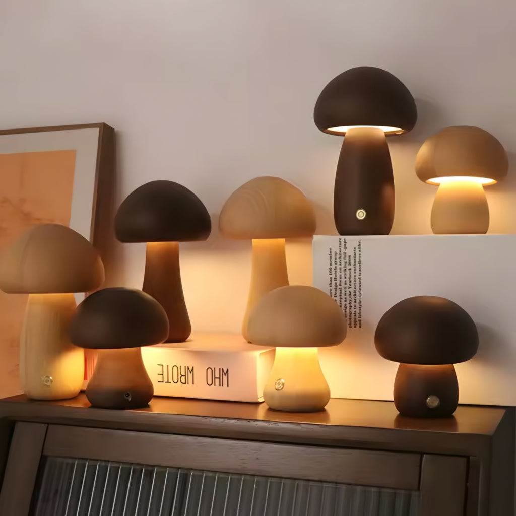 Lámpara de Noche LED en Madera “Seta”